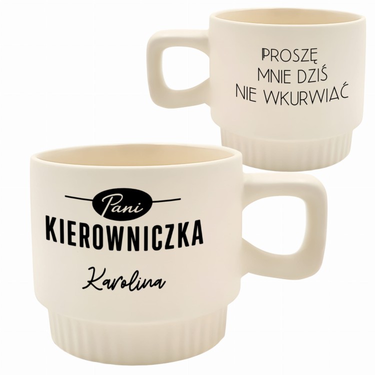 personalizowany kubek pani kierowniczka kremowy