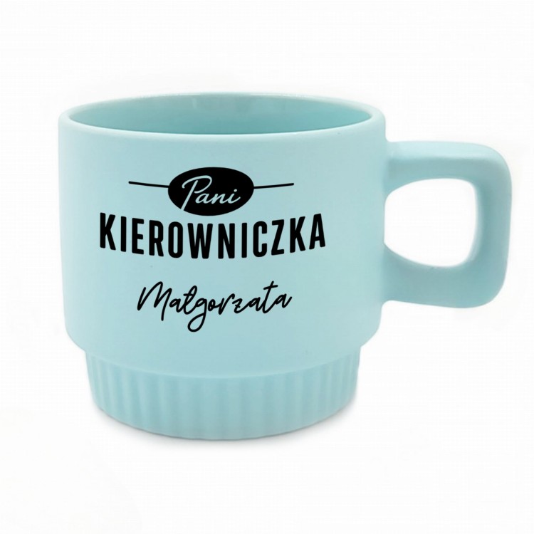 niebieski kubek pani kierowniczka z imieniem