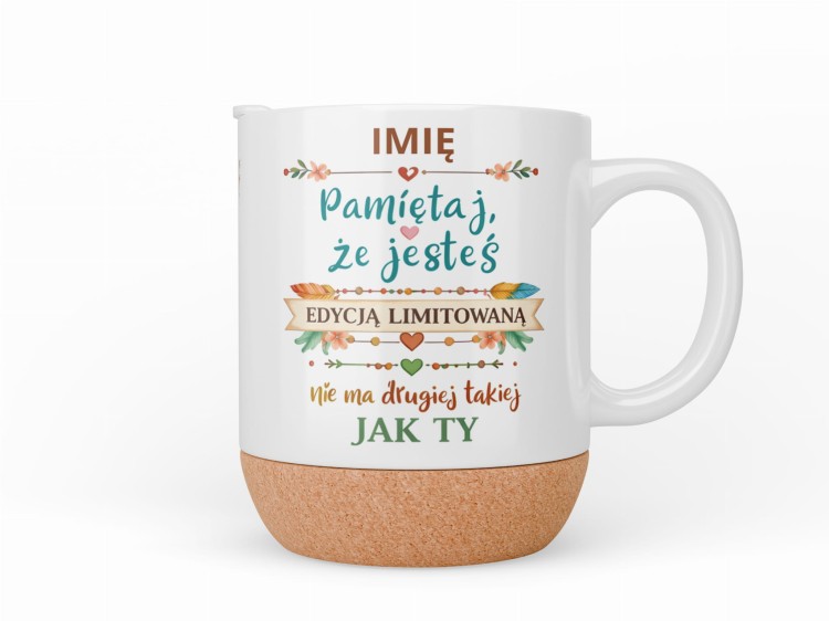 kubek boho z korkiem personalizowany