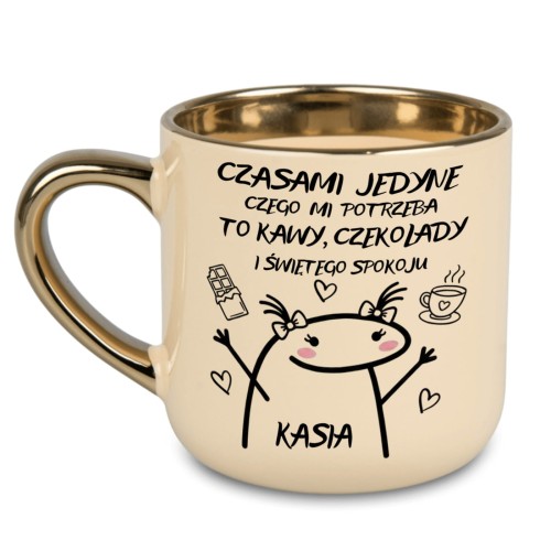 kubek kremowy personalizowany złote ucho rant kawa czekolada spokój imię