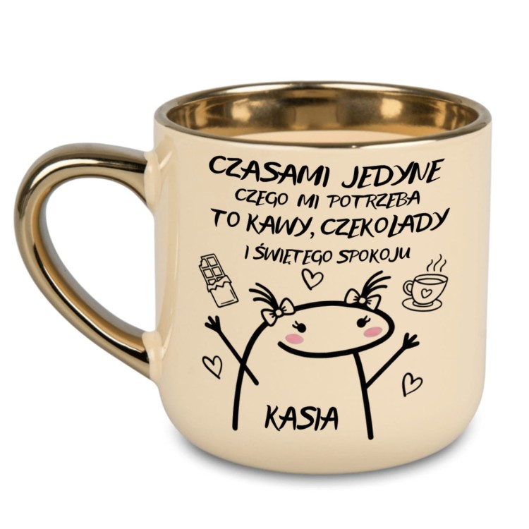 kubek kremowy personalizowany złote ucho rant kawa czekolada spokój imię
