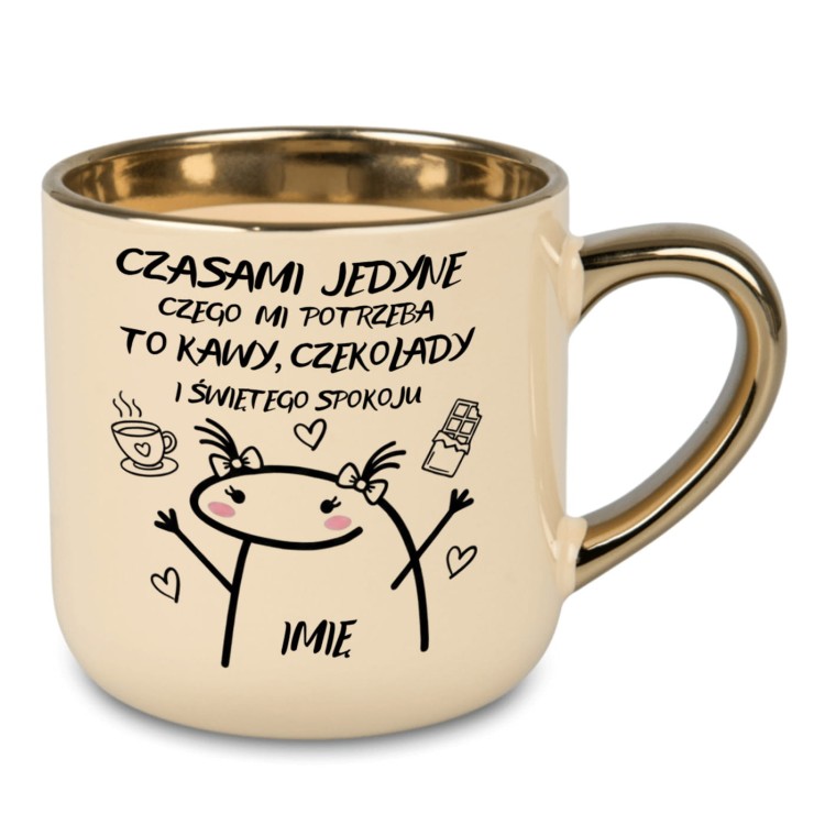 kubek prezentowy z imieniem kawa czekolada święty spokój kremowy