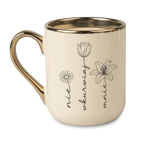 kubek kremowy ze złotym uchem personalizowany imieniem ukryty tekst nie wkurwiaj mnie elegancki prezent dla niej