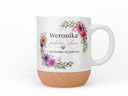 kubek personalizowany z korkową podstawą i zatyczką