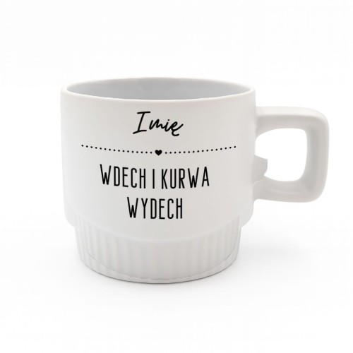 kubek personalizowany imieniem nad napisem wdech i wydech