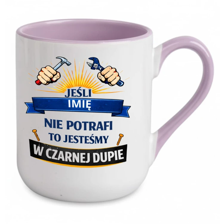 jasnofioletowy kubek z imieniem dla faceta jeśli nie potrafi to jesteśmy w czarnej nadruk dwustronny prezent