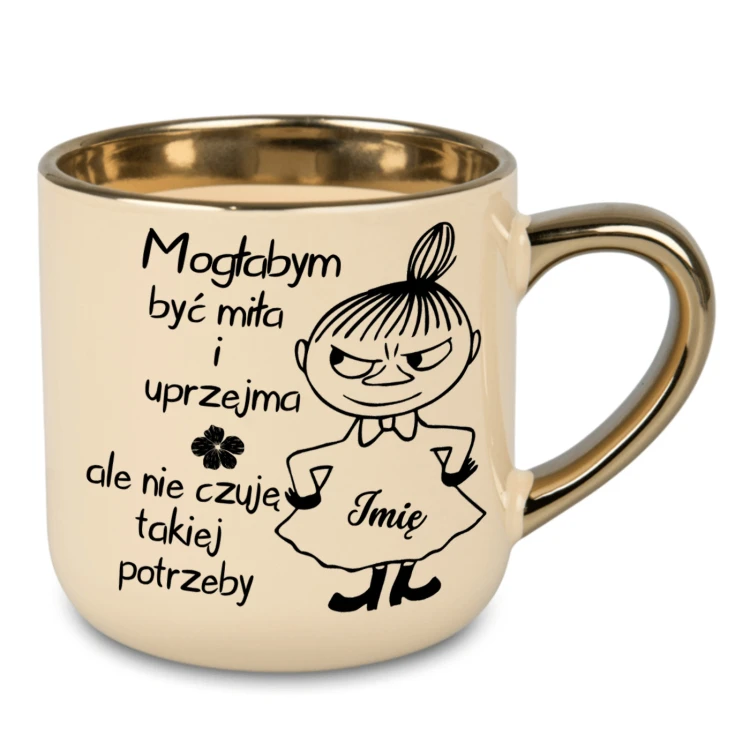 kubek prezentowy z imieniem nadruk dwustronny złote ucho