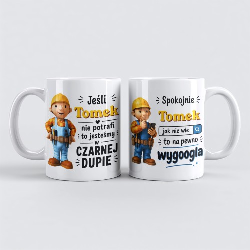 Personalizowany kubek dla majstra ze śmiesznym nadrukiem, klasyczny w całości biały