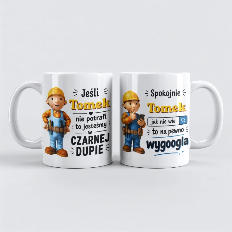 Personalizowany kubek dla majstra ze śmiesznym nadrukiem, klasyczny w całości biały
