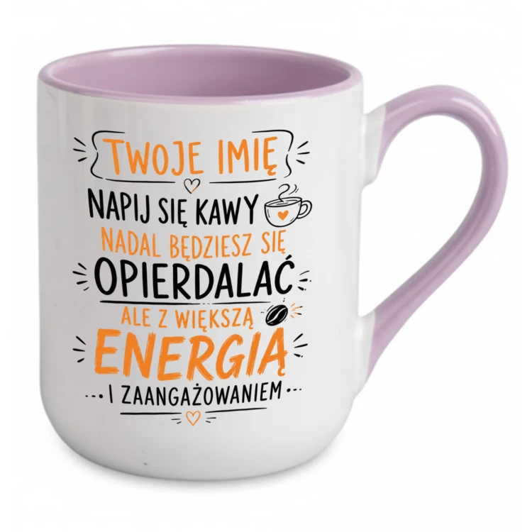 jasnofioletowy kubek personalizowany – oryginalny prezent do domu i pracy