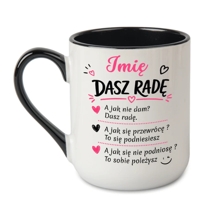 Personalizowany kubek Dasz Radę z imieniem czarne ucho i wnętrze