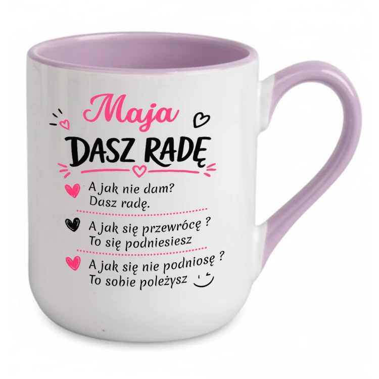 Prezent z imieniem dla kobiety kubek Dasz Radę fioletowy