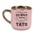 Personalizowany różowy kubek TATO 400 ml ze złotym rantem i złotym uchem