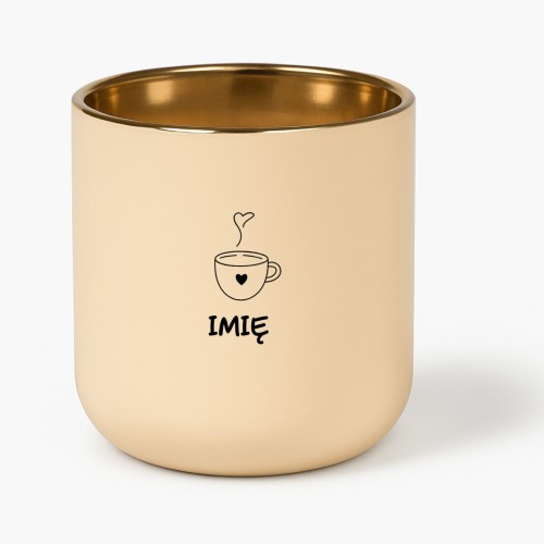 Personalizowany kremowy kubek dla ojca 400 ml ze złotym rantem i napisem Dzięki Tato że nie sprzedałeś mnie na OLX