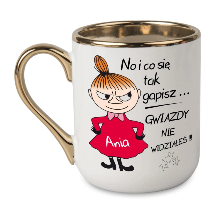Kubek z napisem No i co się tak gapisz gwiazdy nie widziałeś z nadrukiem po obu stronach