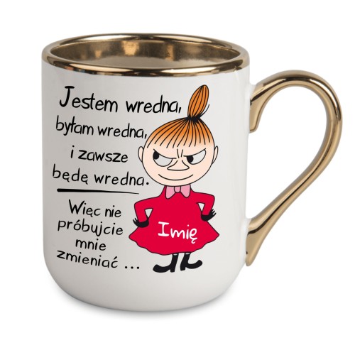 Personalizowany biały kubek z Małą Mi i imieniem – Jestem wredna