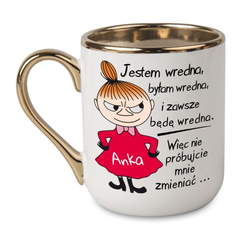 Kubek Mała Mi ze złotym rantem i dowolnym imieniem na prezent