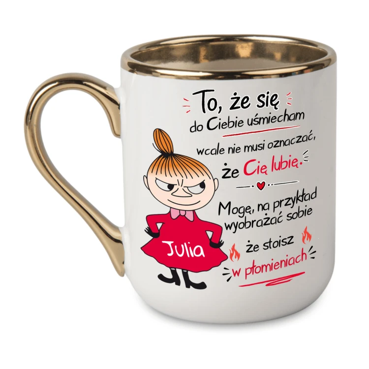 Kubek z Małą Mi To że się do Ciebie uśmiecham z nadrukiem po lewej i prawej stronie