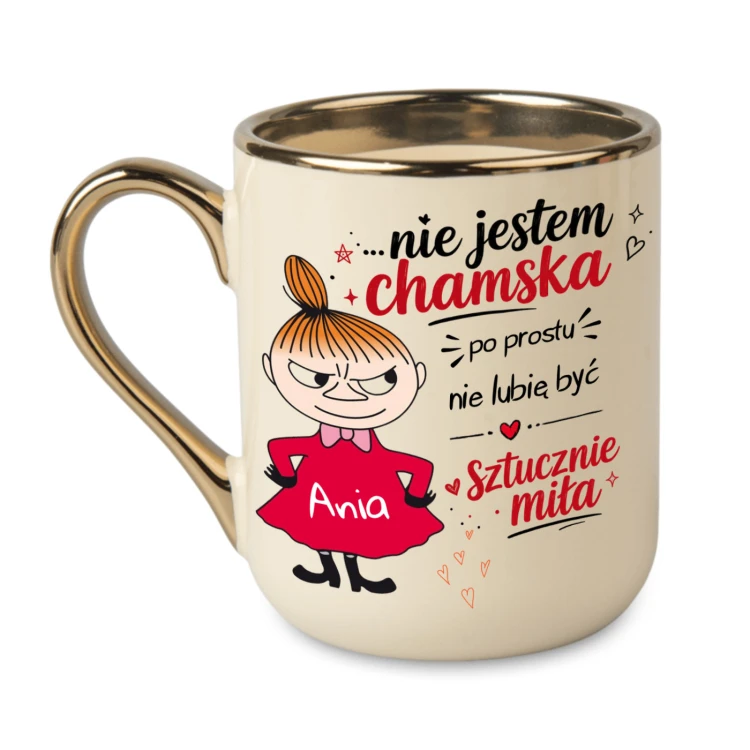 Personalizowany kremowy kubek z Małą Mi i dowolnym imieniem