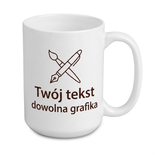 Biały kubek 440 ml SuperGlaze Premium z własnym tekstem i dowolną grafiką