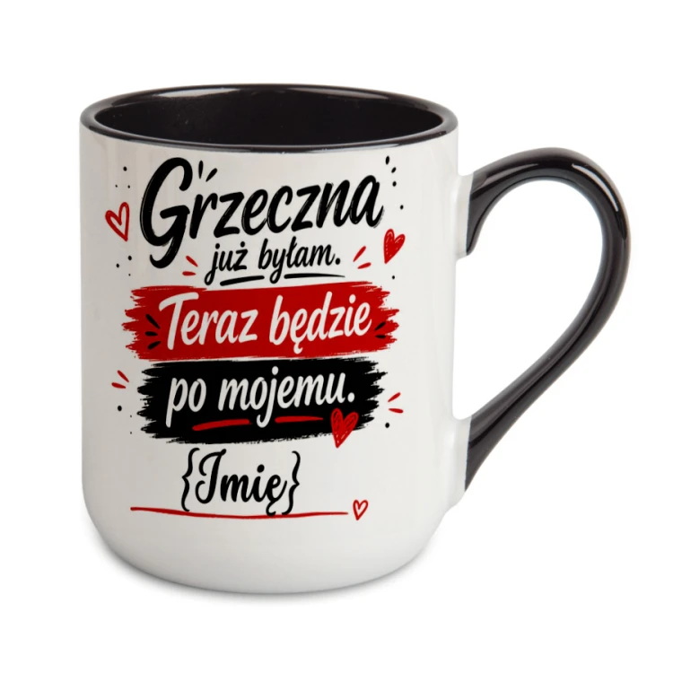 Kubek Alex Grzeczna już byłam z imieniem – czarne ucho i wnętrze