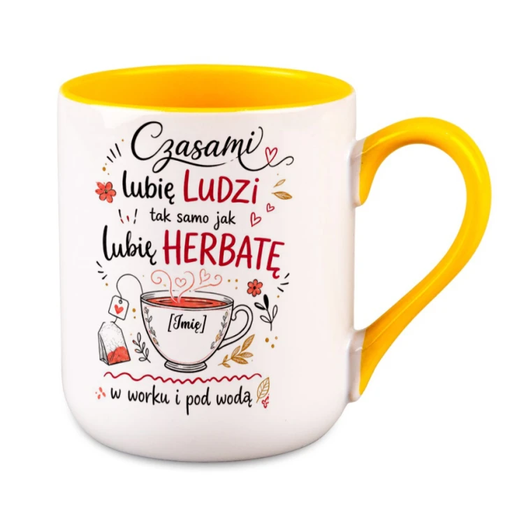 Personalizowany kubek Alex dla miłośniczki herbaty – żółte ucho i wnętrze