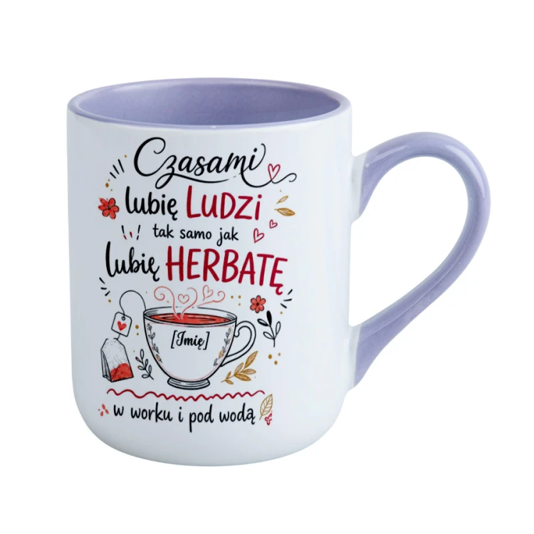 Personalizowany kubek Alex do herbaty z imieniem na filiżance – fioletowy