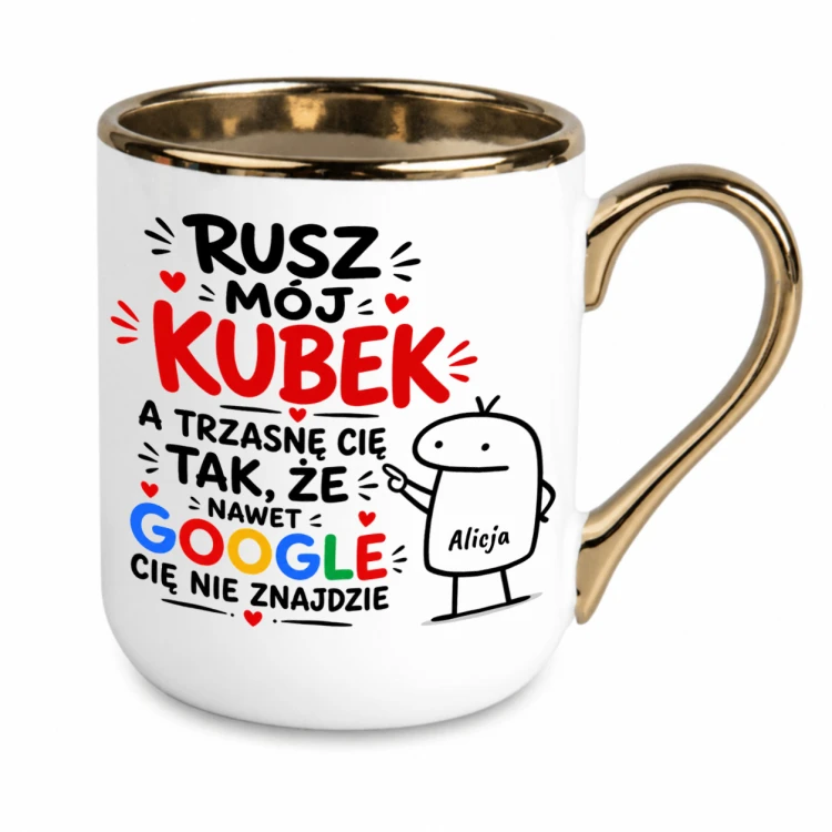Personalizowany kubek Rusz mój kubek z nadrukiem po obu stronach