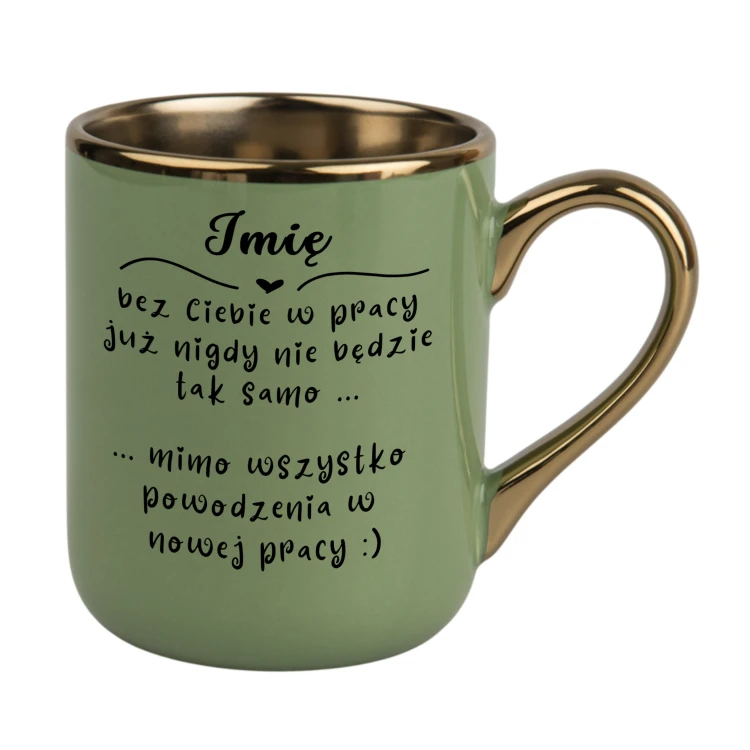 Personalizowany zielony kubek dla koleżanki lub kolegi zmieniającego pracę – Elegant 330 ml