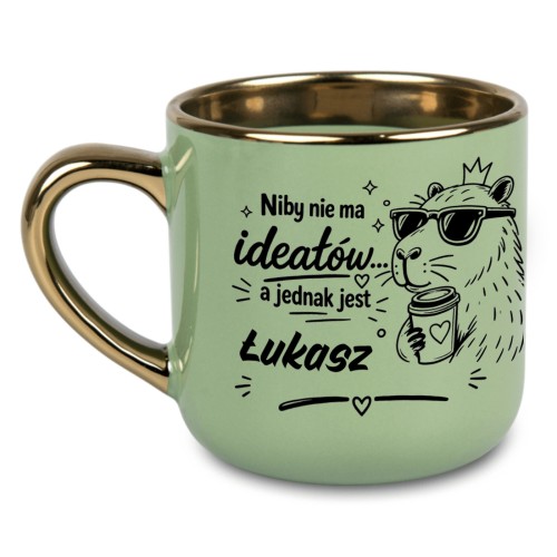 Kubek z kapibarą i dowolnym imieniem zielony Elegant szeroki 400 ml