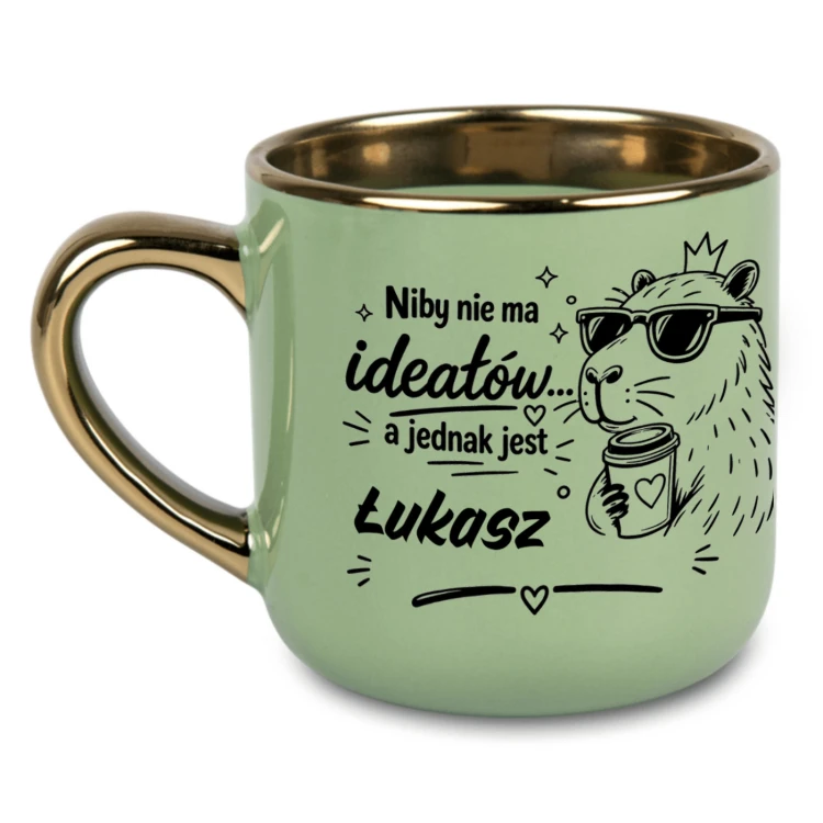 Kubek z kapibarą i dowolnym imieniem zielony Elegant szeroki 400 ml