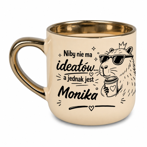 Kremowy kubek z kapibarą i dowolnym imieniem Elegant szeroki 400 ml