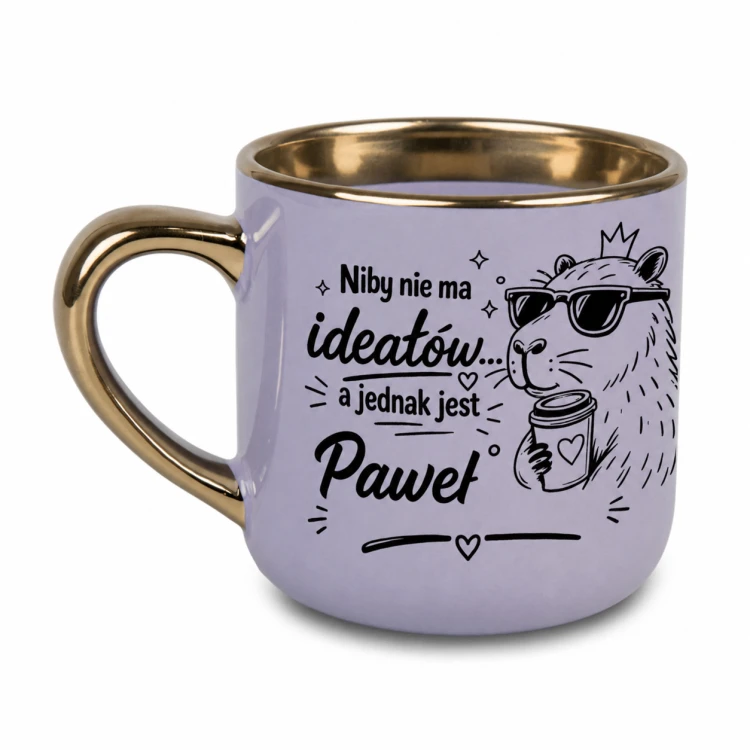 Fioletowy kubek z kapibarą i dowolnym imieniem Elegant szeroki 400 ml