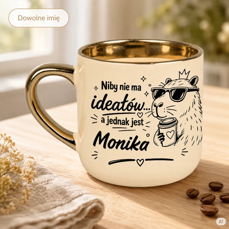 Personalizowany kubek dla kobiety Niby nie ma ideałów kremowy 400 ml