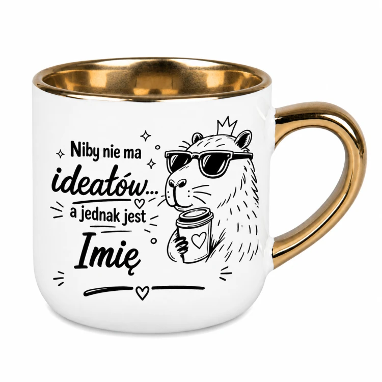 Personalizowany kubek Niby nie ma ideałów z kapibarą biały 400 ml