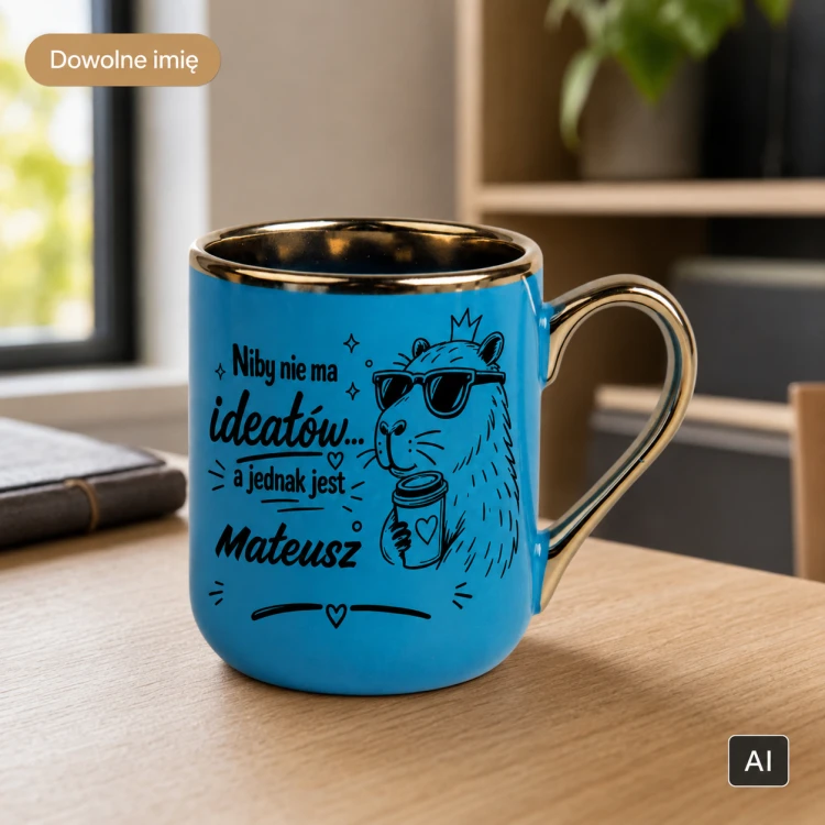Personalizowany kubek dla niego Niby nie ma ideałów niebieski 330 ml