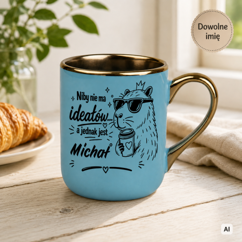 Personalizowany kubek Niby nie ma ideałów jasnoniebieski 330 ml