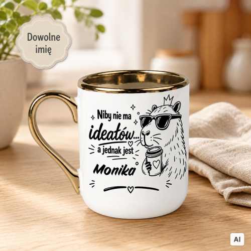 Personalizowany kubek Niby nie ma ideałów z kapibarą biały 330 ml