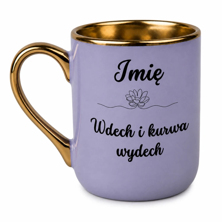 Personalizowany kubek Wdech i kurwa wydech z imieniem – Elegant fioletowy 330 ml