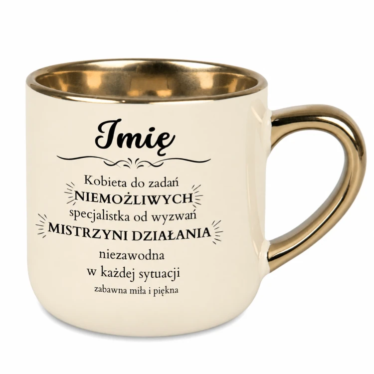 Personalizowany kremowy kubek Elegant 400 ml z imieniem
