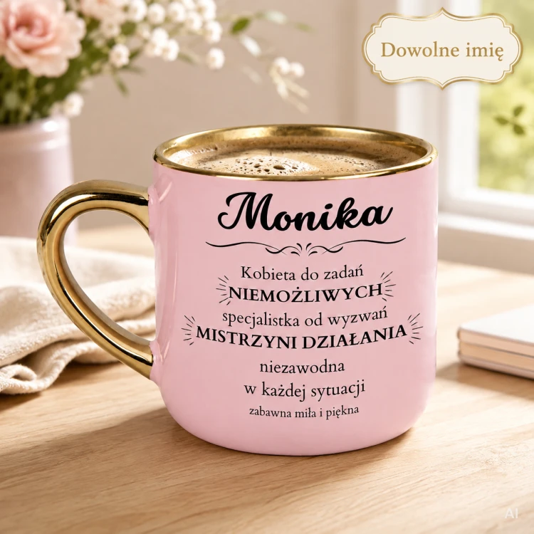 Personalizowany różowy kubek ceramiczny 400 ml dla niej