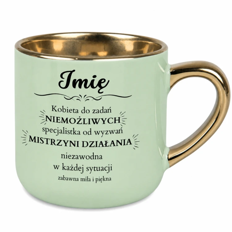 Personalizowany zielony kubek ceramiczny 400 ml dla niej