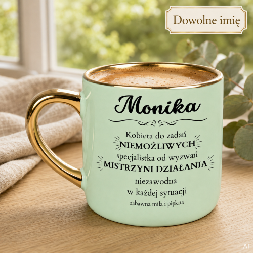 Kubek Kobieta do zadań niemożliwych ze złotym uchem