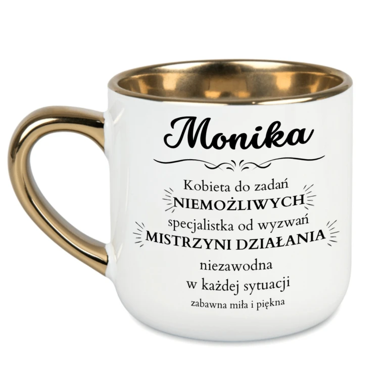 Biały kubek Elegant 440 ml z imieniem Monika