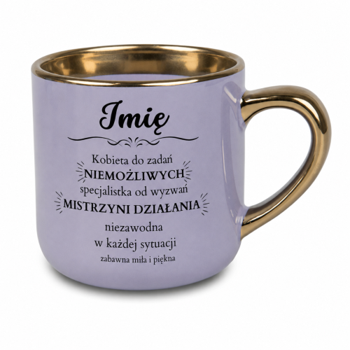 Personalizowany fioletowy kubek ceramiczny 400 ml dla niej
