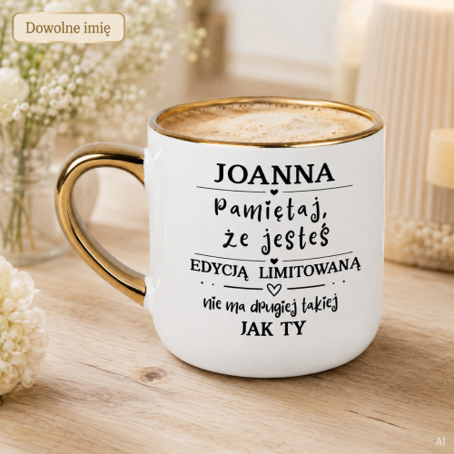 Personalizowany biały kubek ceramiczny Elegant szeroki 400 ml z imieniem