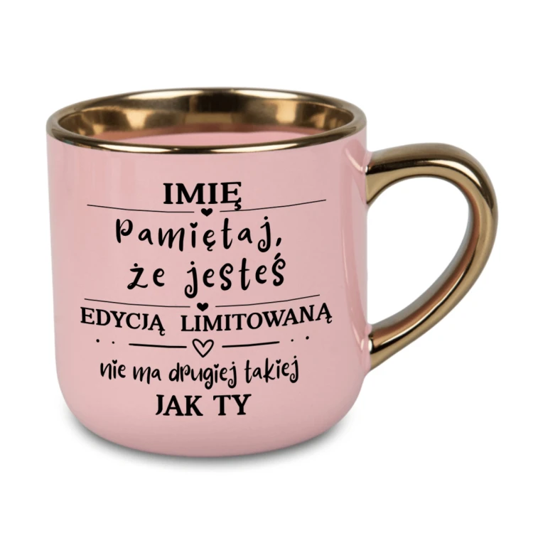 Personalizowany różowy kubek ceramiczny Elegant szeroki 400 ml z imieniem