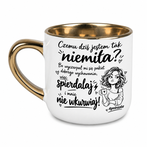 Personalizowany biały kubek „Czemu dziś jestem tak niemiła?” z imieniem