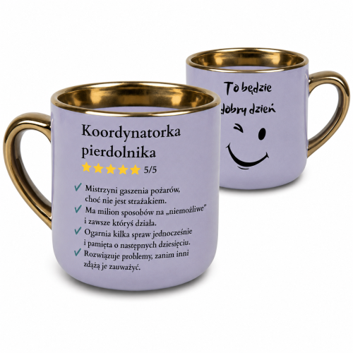 Fioletowy kubek Koordynatorka pierdolnika Elegant szeroki 400 ml