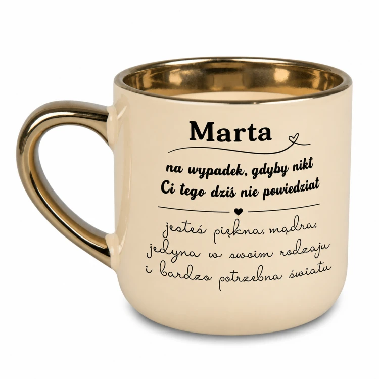 Kremowy kubek personalizowany na prezent dla kobiety Elegant 400 ml